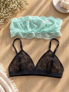 NWT Joe’s Jeans Bralette Bundle M/L – Black Mesh + Mint Lace